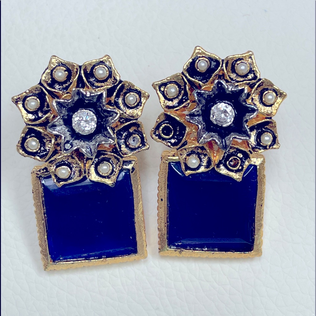 Blue Embellished Earrings